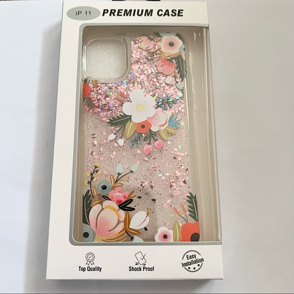 Flowers glitter Apple IPhone 11 Case - Picture 3 of 3